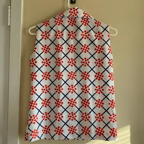 Handmade vintage style retro sleeveless collared button up top - Picture 5 of 5